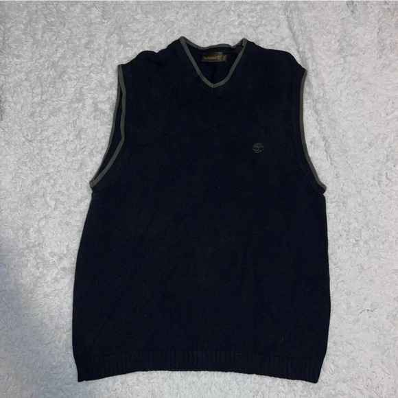 Timberland Vintage Mens Knit Vest size xxl Y2k 90's Green and Blue Sweater Vest - Picture 3 of 3